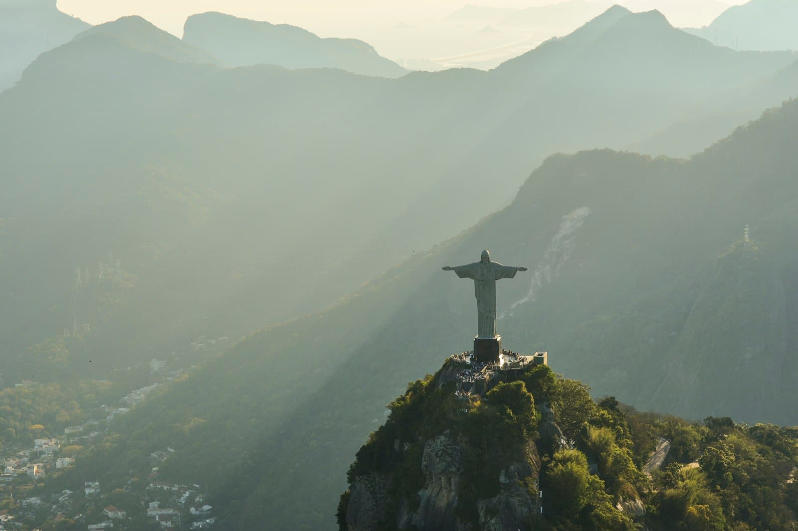 Christ the Redeemer statue crowning Corcovado mountain above Rio de Janeiro, Brazil