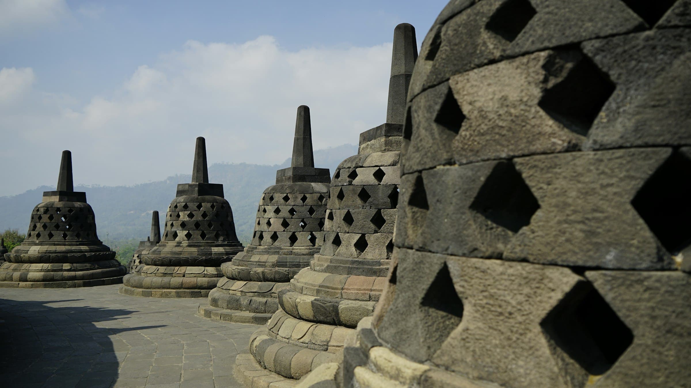 Borobudur temple, Central Java, Indonesia — ancient Buddhist stone monument at sunrise