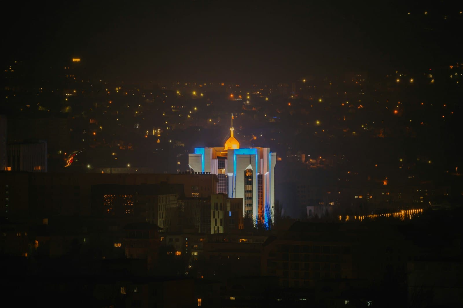 The Presidency building, Chișinău, Moldova — illuminated white government building at night