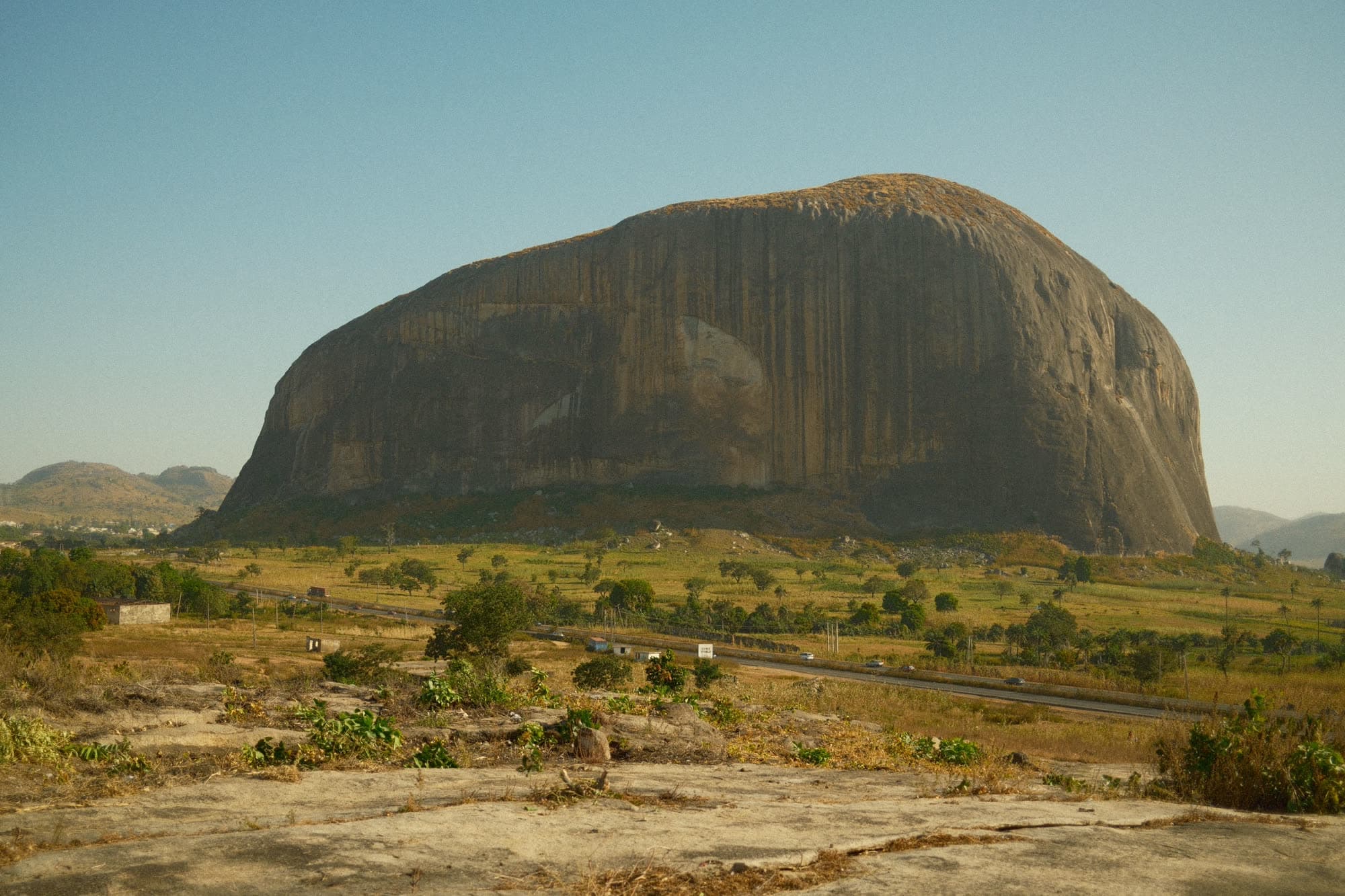 Zuma Rock, the iconic monolith landmark near Abuja, Nigeria, under a clear sky