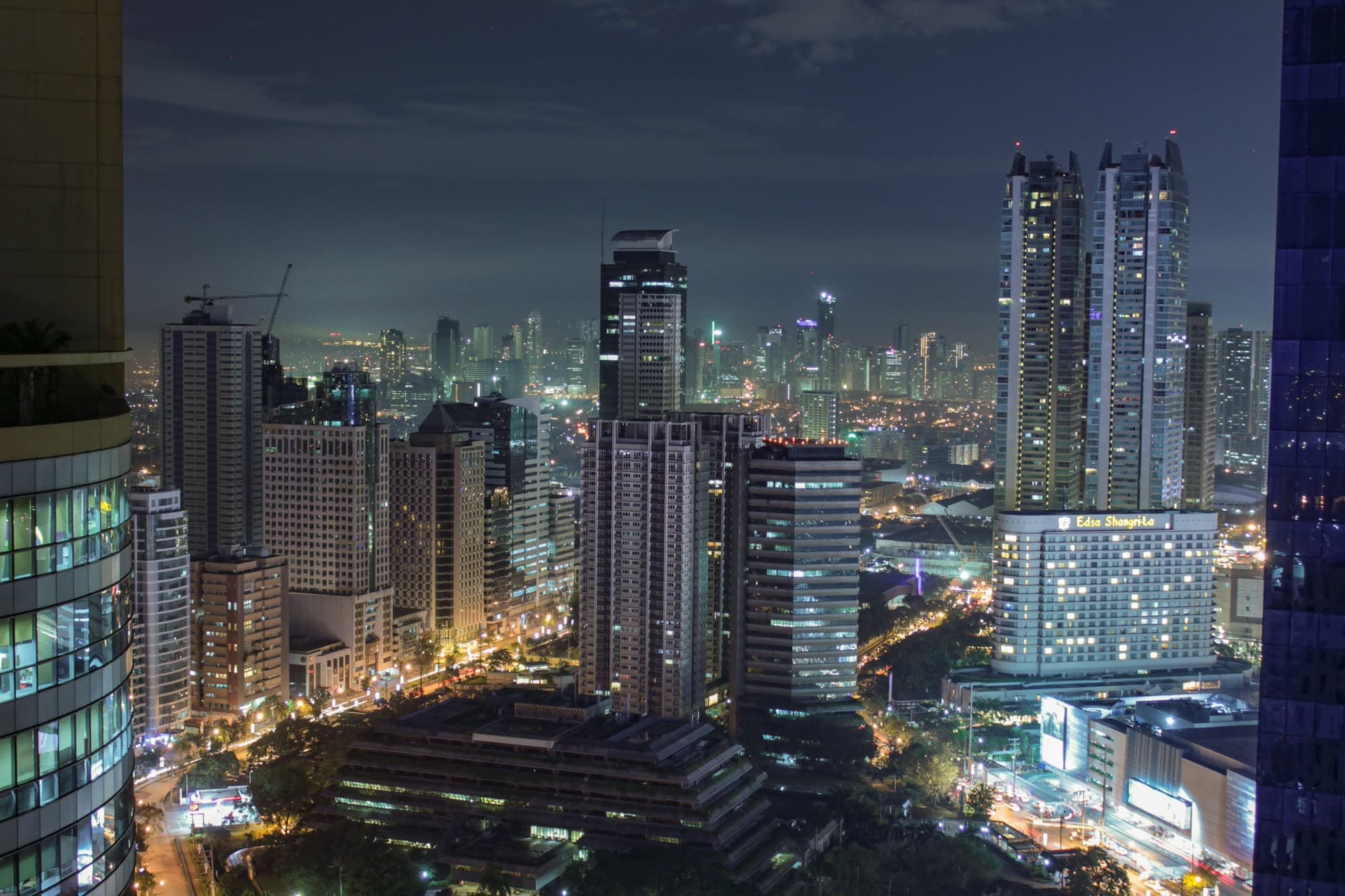 Manila city skyline at night, Philippines